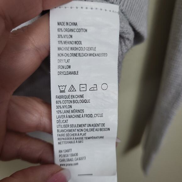 Prana Womens Beige Cotton Blend Knit V Neck Long Sleeve Pullover Sweater Size S - Picture 6 of 9